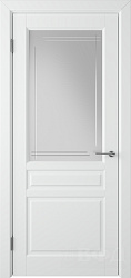 Дверь Стокгольм Stockholm эмаль белая стекло гравировка белое ВФД