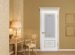 Дверь Аккорд3 Золотой век эмаль белая стекло Frant