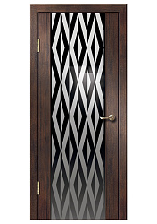 Дверь Диана ПВХ венге вертикальный стекло Пифагор черное Дверная Линия