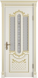 Дверь 70ДО01 СКпз  Classic Luxe эмаль слоновая кость стекло ромбы белое ВФД