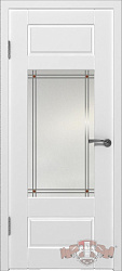 Дверь Берселона Winter эмаль белая стекло Рис.1  с фьюзингом белое ВФД