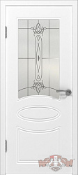 Дверь Олимп Winter эмаль белая стекло Рис.1 с фацетом белое ВФД