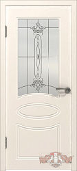 Дверь Олимп Winter эмаль слоновая кость стекло Рис.1 с фацетом белое ВФД