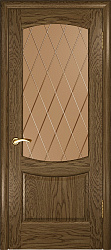 Дверь Лаура2  Шпон L светлый мореный дуб стекло ромб ДвериПро